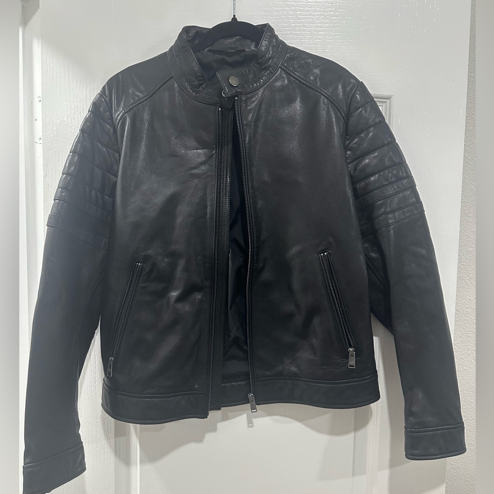 BOSS Men's Black Leather Jacket